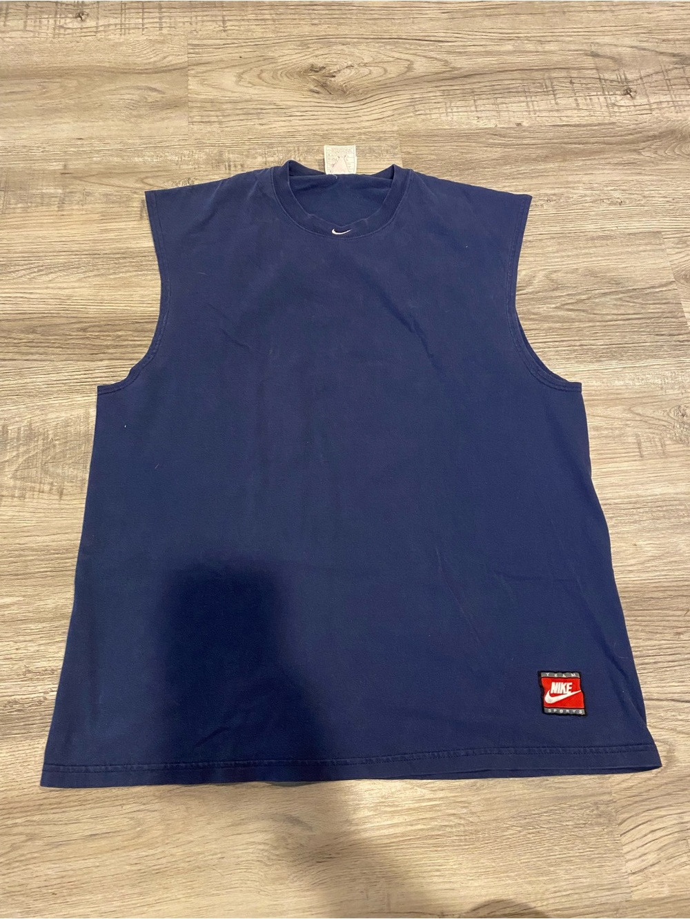 Vintage Nike Shirt Mens Large Blue Cut Off Sleeveless Team Swoosh 90s Sports